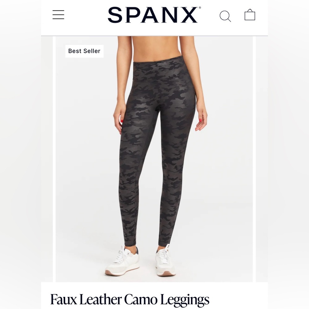 Spanx Faux Leather Camo Leggings